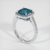 2.62 Ct. Bluish Green Sapphire Ring, 18K White Gold 2