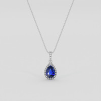 1.59 Ct. Blue Sapphire Pendant, 10K White Gold 1