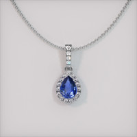 0.58 Ct. Sapphire Pendant, 14K White Gold 1