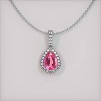 2.96 Ct. Sapphire Pendant, 14K White Gold 1
