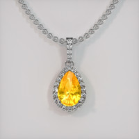 2.51 Ct. Yellow Sapphire Pendant, 14K White Gold 1