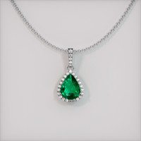 2.42 Ct. Emerald Pendant, 18K White Gold 1