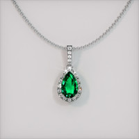 1.36 Ct. Emerald Pendant, 18K White Gold 1