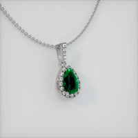 1.36 Ct. Emerald Pendant, 18K White Gold 2