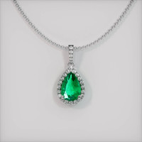 1.64 Ct. Emerald Pendant, 18K White Gold 1