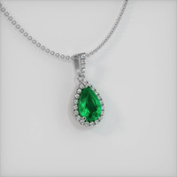 1.64 Ct. Emerald Pendant, 18K White Gold 2