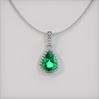 3.07 Ct. Emerald Pendant, 18K White Gold 1