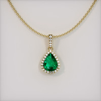 2.42 Ct. Emerald Pendant, 18K Yellow Gold 1