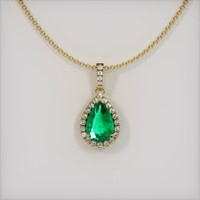 1.64 Ct. Emerald   Pendant, 18K Yellow Gold 1