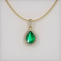 1.64 Ct. Emerald Pendant, 18K Yellow Gold 1