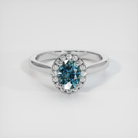 1.18 Ct. Greenish Blue Sapphire Ring, Platinum 950 1