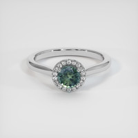 0.63 Ct. Bluish Green Sapphire Ring, Platinum 950 1
