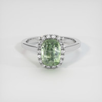 2.89 Ct. Bluish Green Sapphire Ring, Platinum 950 1
