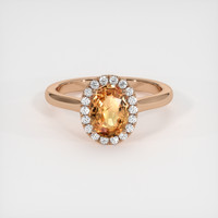 1.09 Ct. Orangish Brown Sapphire Ring, 14K Rose Gold 1