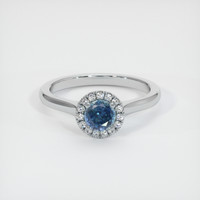 0.65 Ct. Greenish Blue Sapphire Ring, 10K White Gold 1