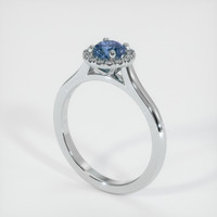 0.65 Ct. Greenish Blue Sapphire Ring, 10K White Gold 2