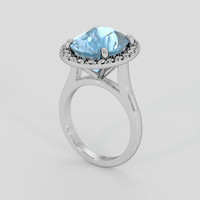4.07 Ct. Blue Aquamarine Ring, 10K White Gold 2