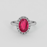 2.44 Ct. Pinkish Red Rubellite Tourmaline Ring, 10K White Gold 1