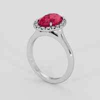 2.44 Ct. Pinkish Red Rubellite Tourmaline Ring, 10K White Gold 2
