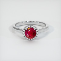 0.94 Ct. Pinkish Red Ruby Ring, 10K White Gold 1