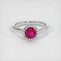 0.84 Ct. Pinkish Red Ruby Ring, 10K White Gold 1
