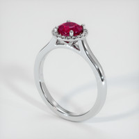 0.84 Ct. Pinkish Red Ruby Ring, 10K White Gold 2