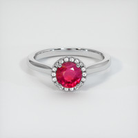 0.75 Ct. Pinkish Red Ruby Ring, 10K White Gold 1