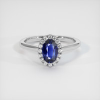 1.08 Ct. Blue Sapphire Ring, 14K White Gold 1