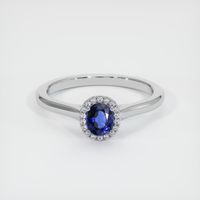 0.53 Ct. Blue Sapphire Ring, 14K White Gold 1