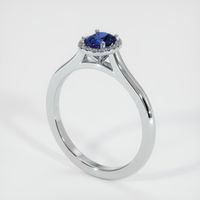 0.53 Ct. Blue Sapphire Ring, 14K White Gold 2