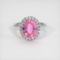2.80 Ct. Pink Sapphire Ring, 14K White Gold 1