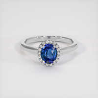 1.00 Ct. Blue Sapphire Ring, 14K White Gold 1