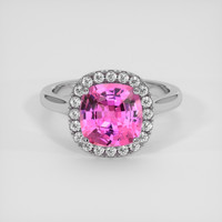 3.67 Ct. Pink Sapphire Ring, 14K White Gold 1