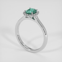 0.99 Ct. Greenish Blue Sapphire Ring, 14K White Gold 2
