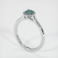 0.63 Ct. Greenish Blue Sapphire Ring, 14K White Gold 2