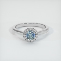 0.59 Ct. Greyish Blue Sapphire Ring, 14K White Gold 1