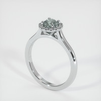 0.63 Ct. Bluish Grey Sapphire Ring, 14K White Gold 2