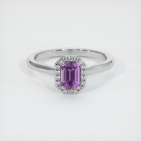 0.64 Ct. Purple Sapphire Ring, 14K White Gold 1