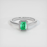 0.67 Ct. Emerald Ring, 18K White Gold 1