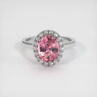 2.24 Ct. Reddish Pink Sapphire Ring, 18K White Gold 1