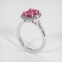 2.24 Ct. Reddish Pink Sapphire Ring, 18K White Gold 2