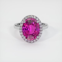 6.52 Ct. Purplish Pink Sapphire Ring, 18K White Gold 1