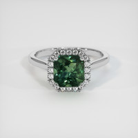 2.23 Ct. Bluish Green Sapphire Ring, 18K White Gold 1