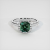 2.05 Ct. Bluish Green Sapphire Ring, 18K White Gold 1