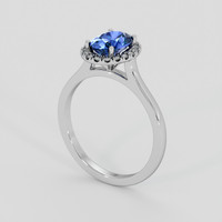 1.60 Ct. Blue Sapphire Ring, 18K White Gold 2