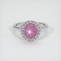2.88 Ct. Reddish Pink Sapphire Ring, 18K White Gold 1