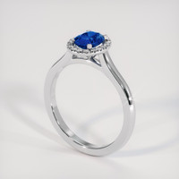 1.00 Ct. Blue Sapphire Ring, 18K White Gold 2