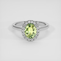 1.46 Ct. Yellowish Green Sapphire Ring, 18K White Gold 1