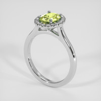 1.46 Ct. Yellowish Green Sapphire Ring, 18K White Gold 2