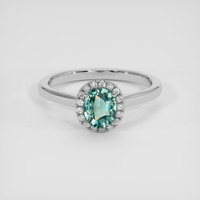 0.99 Ct. Greenish Blue Sapphire Ring, 18K White Gold 1